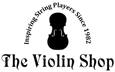 violin shop logo violin with arched tag line